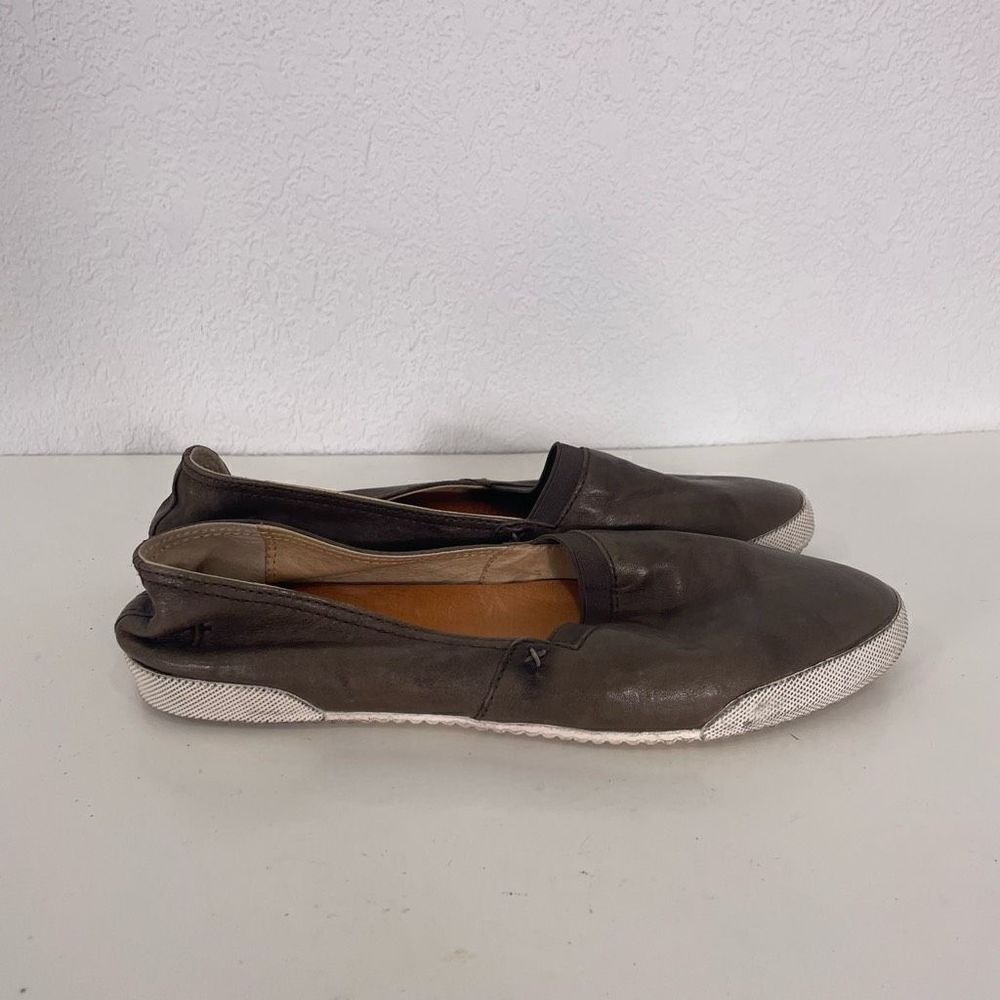 Frye Brown Leather Melonie Slip On Shoes